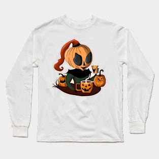 Halloween Pumpkin Girl Long Sleeve T-Shirt